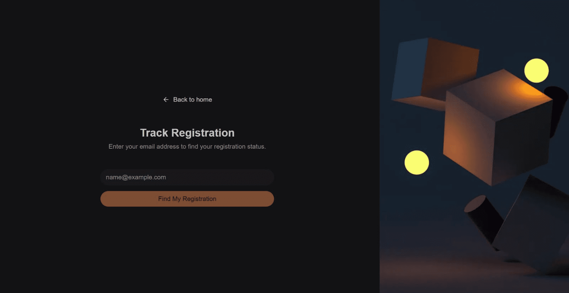 Track registration status page